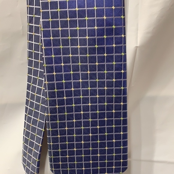 Romario Mancini Blue, white and yellow Tie 58.5” L 4” W - Picture 1 of 5
